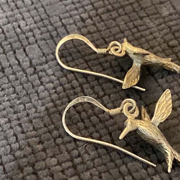 Vintage Sterling Silver Hummingbird Earrings - Picture 4 of 5